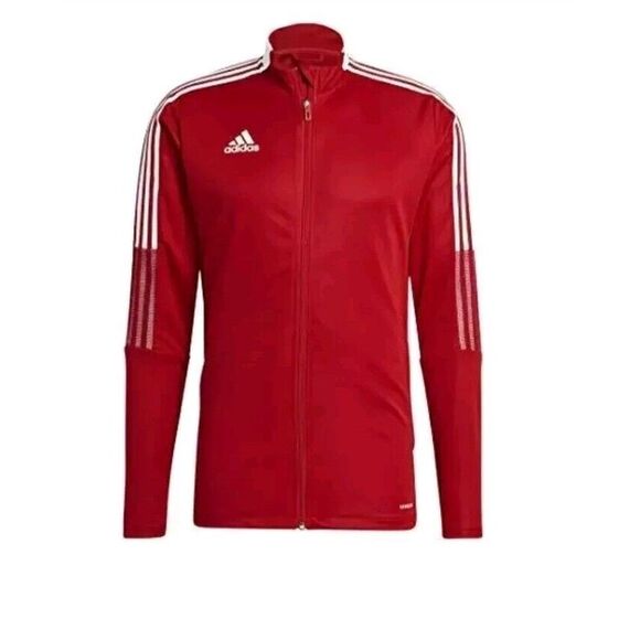 Adidas Track Jacket Men's Size S-Tall Tiro 21 RED Zip Soccer Futbol‎ GM7308 New - Picture 1 of 16